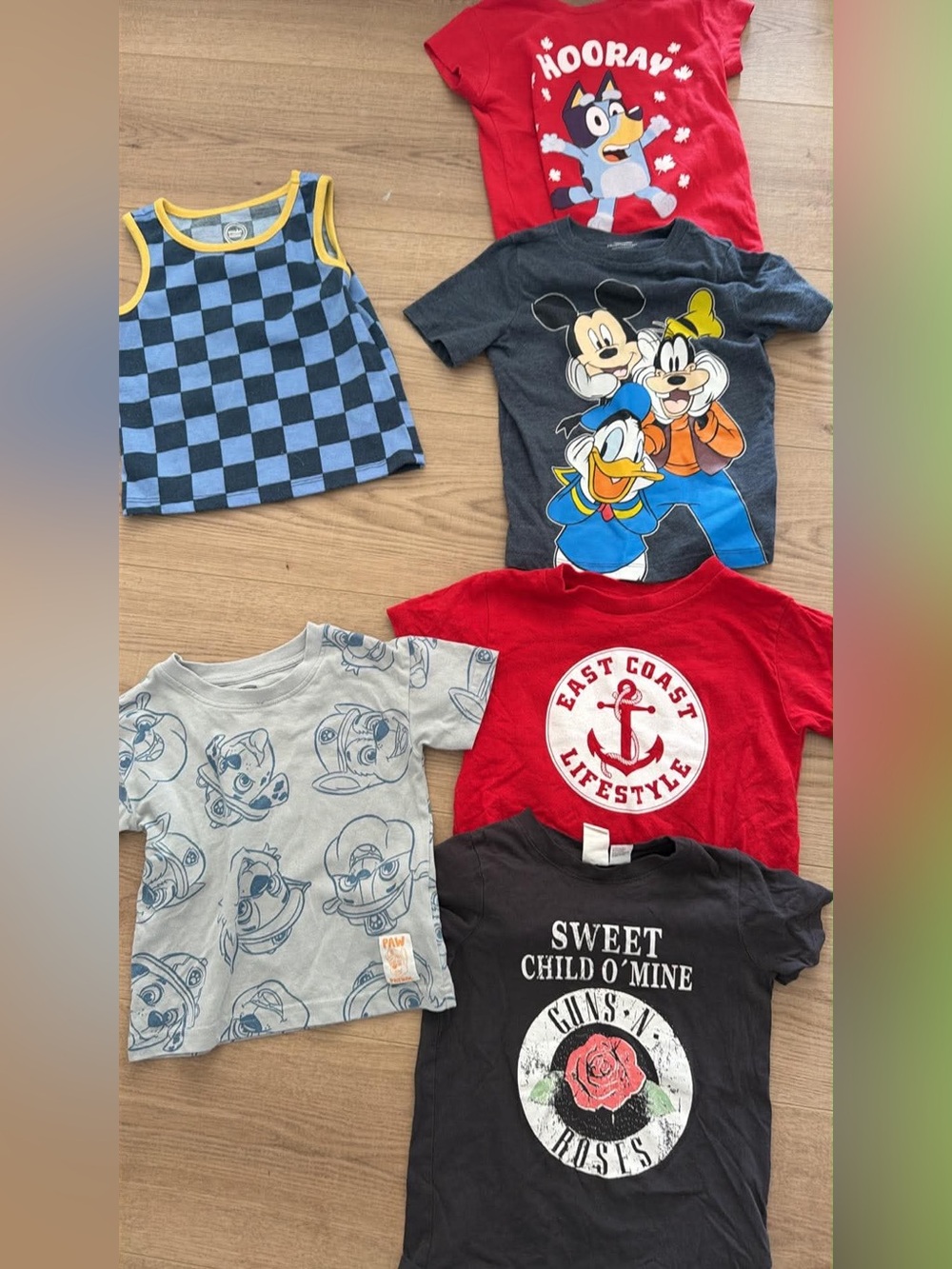 Toddler Boys Graphic T-Shirt Bundle | Bluey Disney Paw Patrol | 6 Pieces
